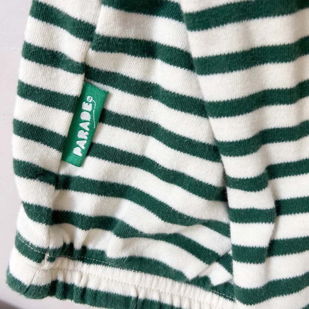 PARADE Organics hunter green striped Kimono Snap Infant Sleepsack Gown 0-3 month - Picture 3 of 10
